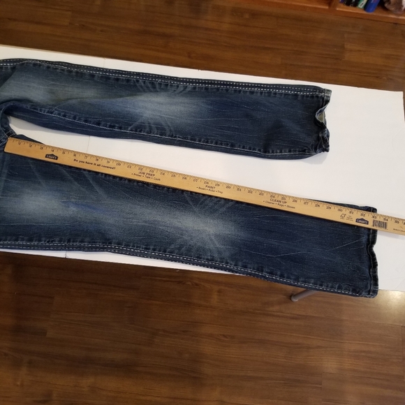Wrangler Rock 47 Jeans Women's Size 7 30x32 Distressed Blue Denim Silver Beaded - Picture 9 of 10